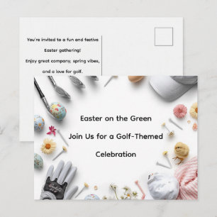 Golf-Osterhasen-Bälle und Blumen-Einladungskarte Feiertagspostkarte
