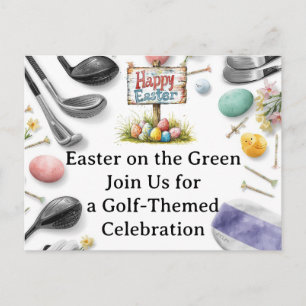 Golf-Osterhasen-Bälle und Blumen-Einladungskarte Feiertagspostkarte