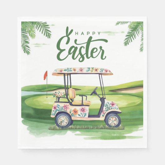 Golf Ostern für Golfer Wasserfarbe Frühling Serviette (Vorderseite)
