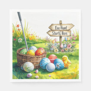 Golf Ostern für Golfer Wasserfarbe Frühling Serviette