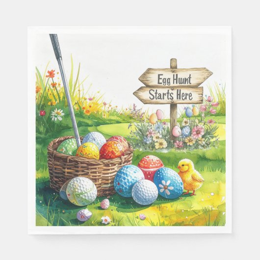 Golf Ostern für Golfer Wasserfarbe Frühling Serviette (Vorderseite)