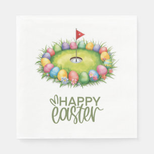 Golf-Ostern mit Ei auf dem Putting-Grün Serviette