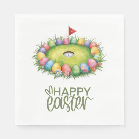 Golf-Ostern mit Ei auf dem Putting-Grün Serviette (Vorderseite)