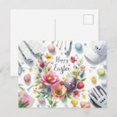 Golf Ostern mit Golf Equipment mit Blume Postkarte (Vorne/Hinten)