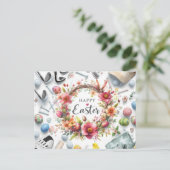 Golf Ostern mit Golf Equipment mit Blume Postkarte (Stehend Vorderseite)