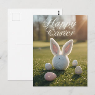 Golf Ostern mit Golfball auf grünem Gras Postkarte