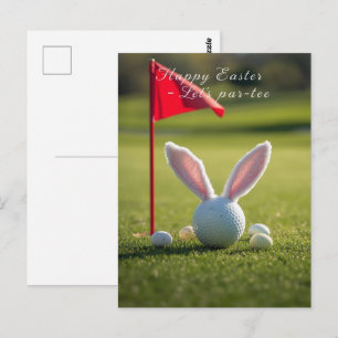 Golf Ostern mit Golfball auf grünem Gras Postkarte