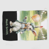 Golf Ostern mit Golfplatz im Hintergrund Golfhandtuch (Horizontal)