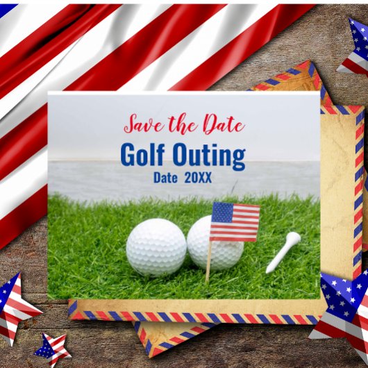 Golf Outing Save the Date mit der amerikanischen F Postkarte