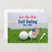 Golf Outing Save the Date mit der amerikanischen F Postkarte (Vorne/Hinten)