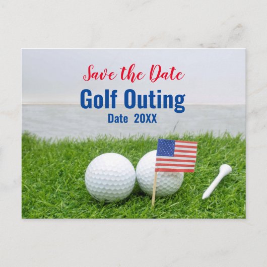 Golf Outing Save the Date mit der amerikanischen F Postkarte (Vorderseite)