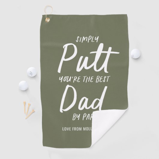 Golf Papa moderner khaki grüner Typografie lustige Golfhandtuch (Insitu)