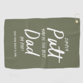 Golf Papa moderner khaki grüner Typografie lustige Golfhandtuch (Horizontal)