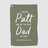 Golf Papa moderner khaki grüner Typografie lustige Golfhandtuch (Vorderseite)