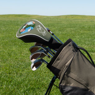 Golf Papa Modernes khaki-grünes Typografie-Foto Headcover