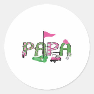 Golf Papa Pink Loch in einem Golf 1. Geburtstagski Runder Aufkleber