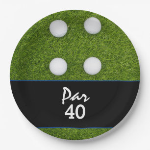 Golf Par 40. Geburtstag Jubiläum auf Grün Pappteller