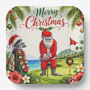Golf Par Abschlagparty Weihnachtsmann Weihnachten  Pappteller