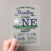 Golf PAR-T-SHIRT 1. Geburtstag Acryleinladungen (Insitu (Handheld))