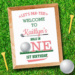 Golf PAR-T-SHIRT 1. Geburtstag Begrüßungszeichen Poster
