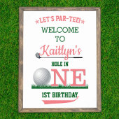 Golf PAR-T-SHIRT 1. Geburtstag Begrüßungszeichen Poster