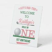 Golf PAR-T-SHIRT 1. Geburtstag Begrüßungszeichen Sockelschild (Vorderseite)