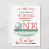 Golf PAR T-SHIRT 1. Geburtstag Dankeschön Karte (Vorderseite)