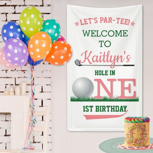 Golf PAR-T-SHIRT 1. Geburtstag Willkommen Banner