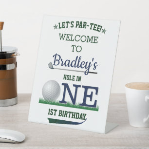 Golf PAR-T-SHIRT 1. Geburtstag Willkommen Sockelschild