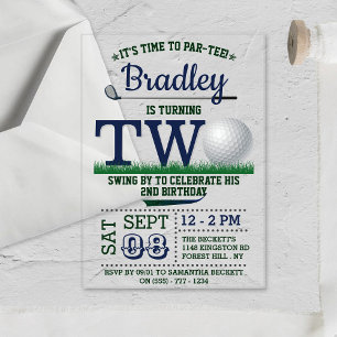 Golf PAR-T-SHIRT 2. Geburtstag Acryleinladungen