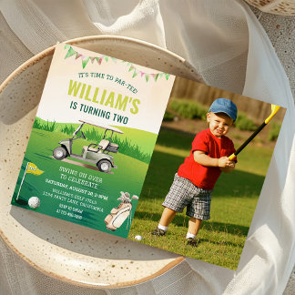 Golf PAR-T-SHIRT 2. Geburtstag Foto Einladung