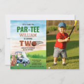 Golf PAR-T-SHIRT 2. Geburtstag Foto Einladung (Vorderseite)