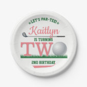Golf PAR-T-SHIRT 2. Geburtstag Pappteller (Vorderseite)