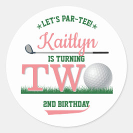 Golf PAR-T-SHIRT 2. Geburtstag Runder Aufkleber