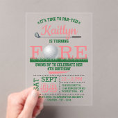 Golf PAR-T-SHIRT 4. Geburtstag Acryleinladungen (Insitu (Handheld))