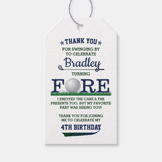 Golf PAR-T-SHIRT 4. Geburtstag Geschenkanhänger (Vorderseite)