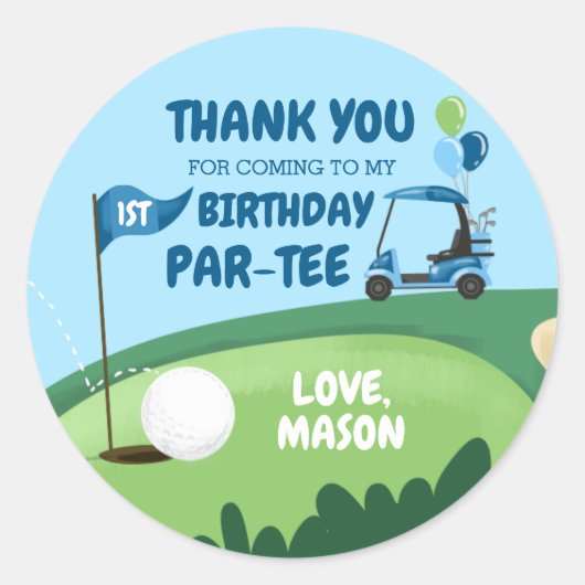 Golf Par-T-Shirt Cupcake Topper Boy Birthday Gefal Runder Aufkleber (Vorderseite)
