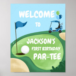Golf Par T-Shirt Hole in One Boy Birthday Blue Wil Poster