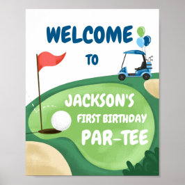Golf Par T-Shirt Hole in One Boy Birthday Blue Wil Poster