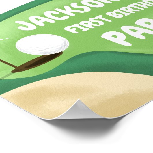 Golf Par T-Shirt Hole in One Boy Birthday Blue Wil Poster (Ecke)