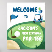 Golf Par T-Shirt Hole in One Boy Birthday Blue Wil Poster (Vorne)