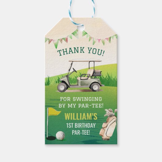 Golf Par T-Shirt Hole in One Boy Birthday Geschenkanhänger (Vorderseite)