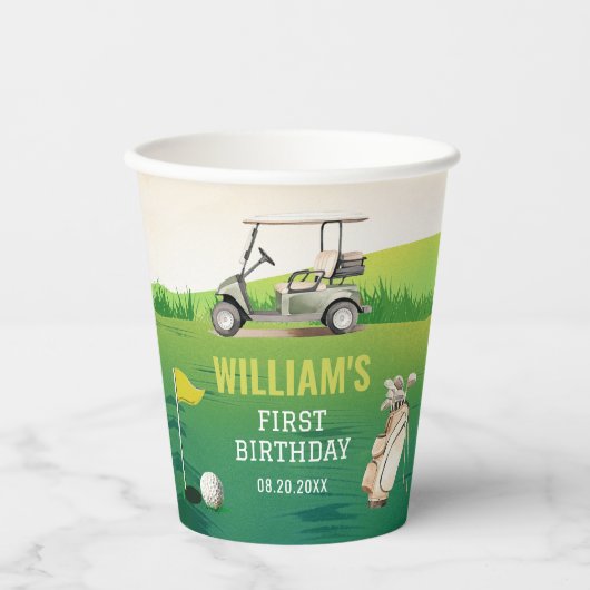 Golf Par T-Shirt Hole in One Boy Birthday Pappbecher (Vorderseite)