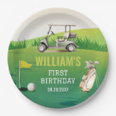 Golf Par T-Shirt Hole in One Boy Birthday Pappteller (Vorderseite)