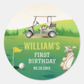 Golf Par T-Shirt Hole in One Boy Birthday Runder Aufkleber (Vorderseite)