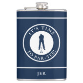 Golf Par-Tee Funny Golfer Monogram Black For Him Flachmann (Vorderseite)