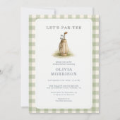 Golf Par-Tee Gingham Salbeigrüne Babyparty Einladung (Vorderseite)