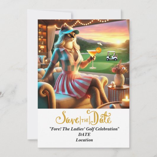 Golf Par tee Golfer Party Save the Date Einladung (Vorderseite)