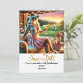 Golf Par tee Golfer Party Save the Date Einladung (Stehend Vorderseite)