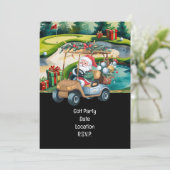 Golf Par tee Golfer Weihnachtsfest Party mit Santa Einladung (Stehend Vorderseite)